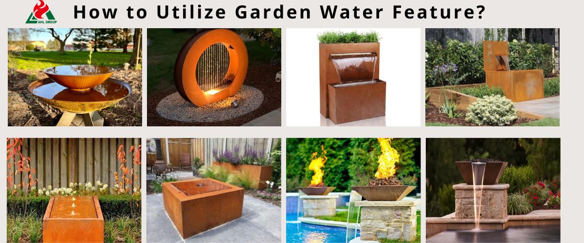 outdoor corten water fountains